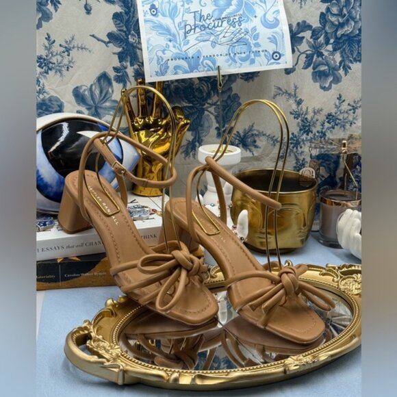 🆕 LOEFFLER RANDALL 🧿 NWOB Mikel Leather Bow Heel Sandal, Dune Leather - Sz 7 - Picture 3 of 16